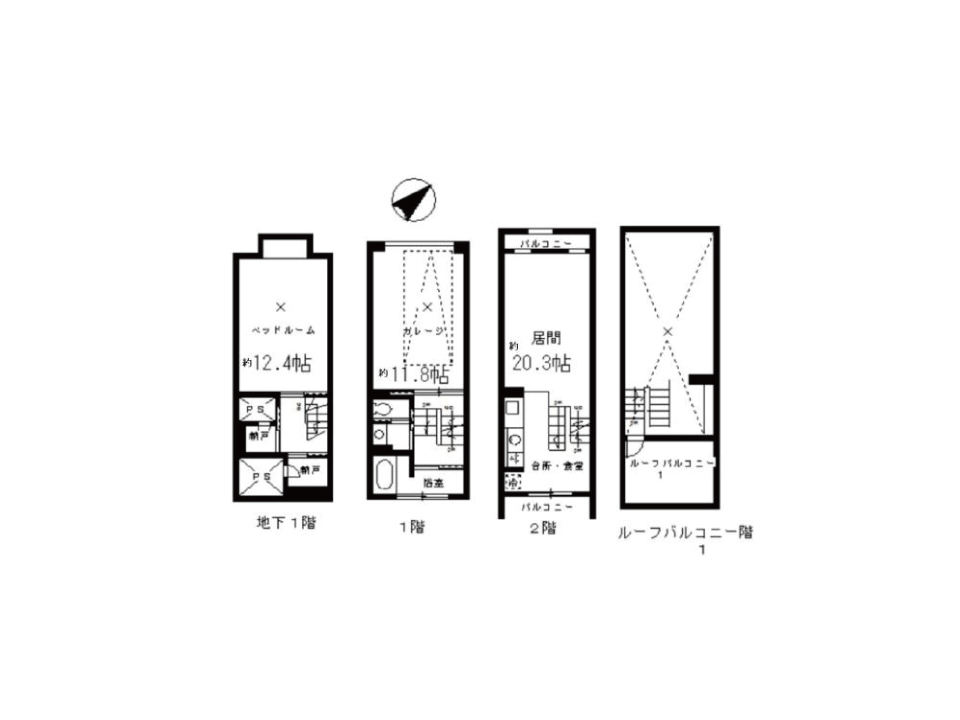 Garage-House-10.9k-tokyo　x部屋間取り